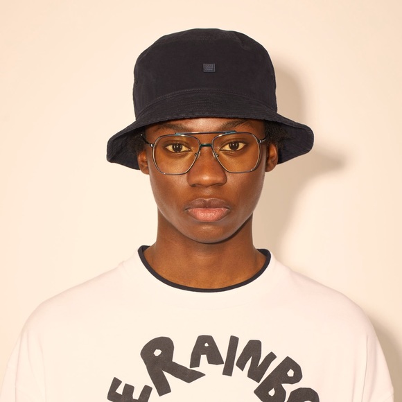 ACNE STUDIOS Buko Face Cotton Bucket Hat in Olive Green - Picture 4 of 6